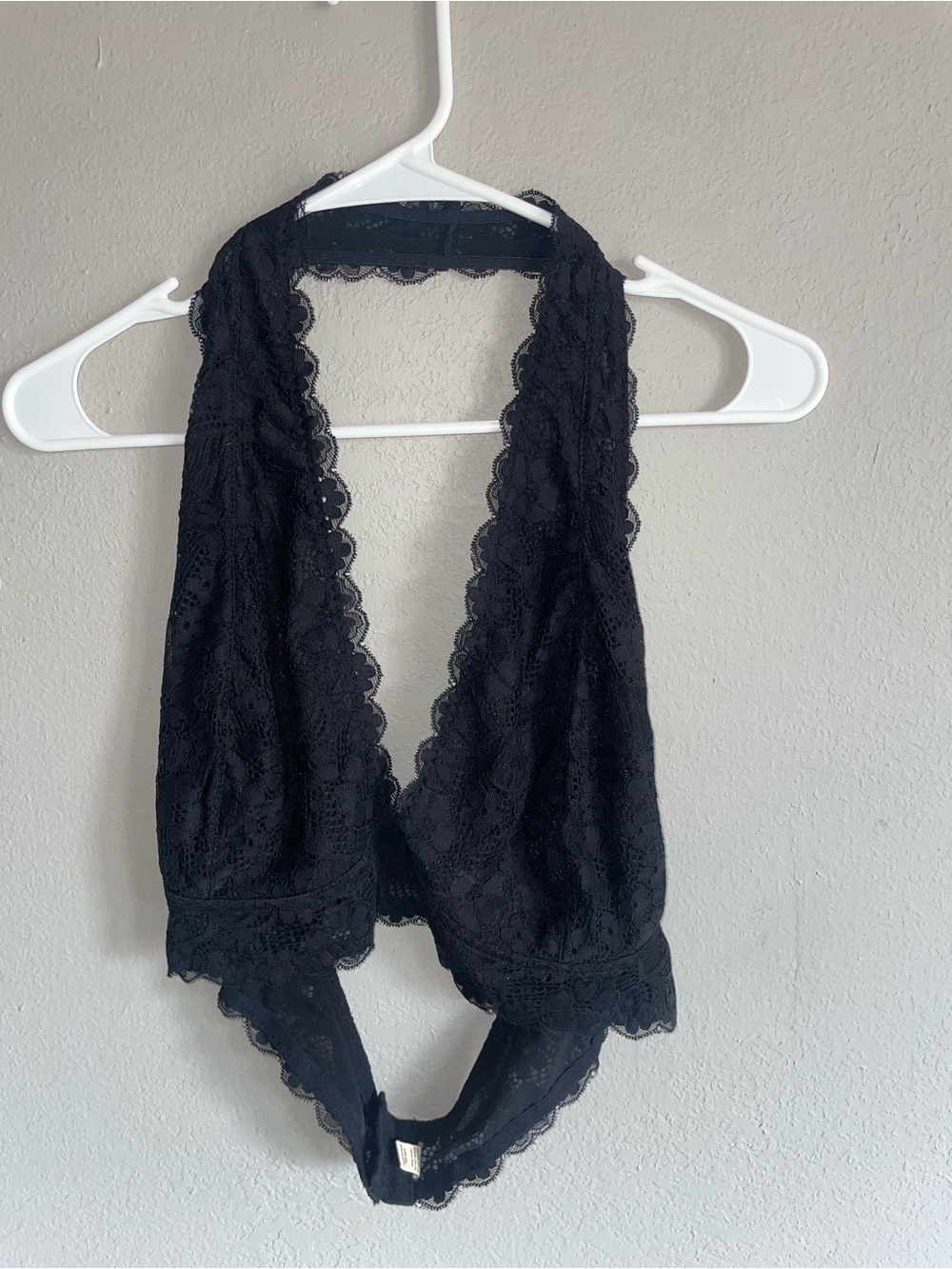 Black Lace Halter Bralette - Unbranded